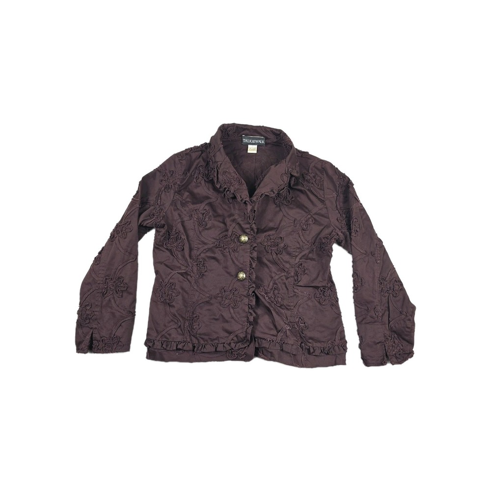 Vintage Talk Of The‎ Walk Women's Size XL Maroon Blouse Gold Buttons